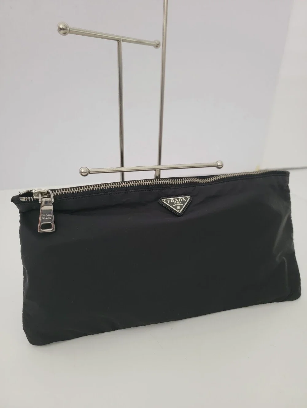 Prada Black Tessuto Nylon Zip Cosmetic Pouch